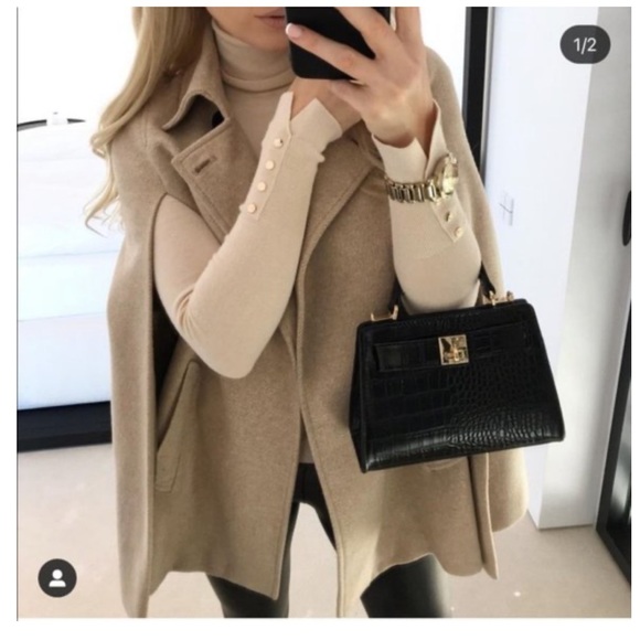 Zara cotton blend cape coat size Medium - Picture 7 of 15